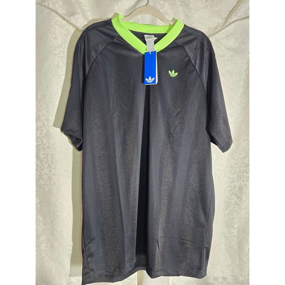 adidas Originals KB8152 Jacquard Soccer Jersey Dress Black Green M